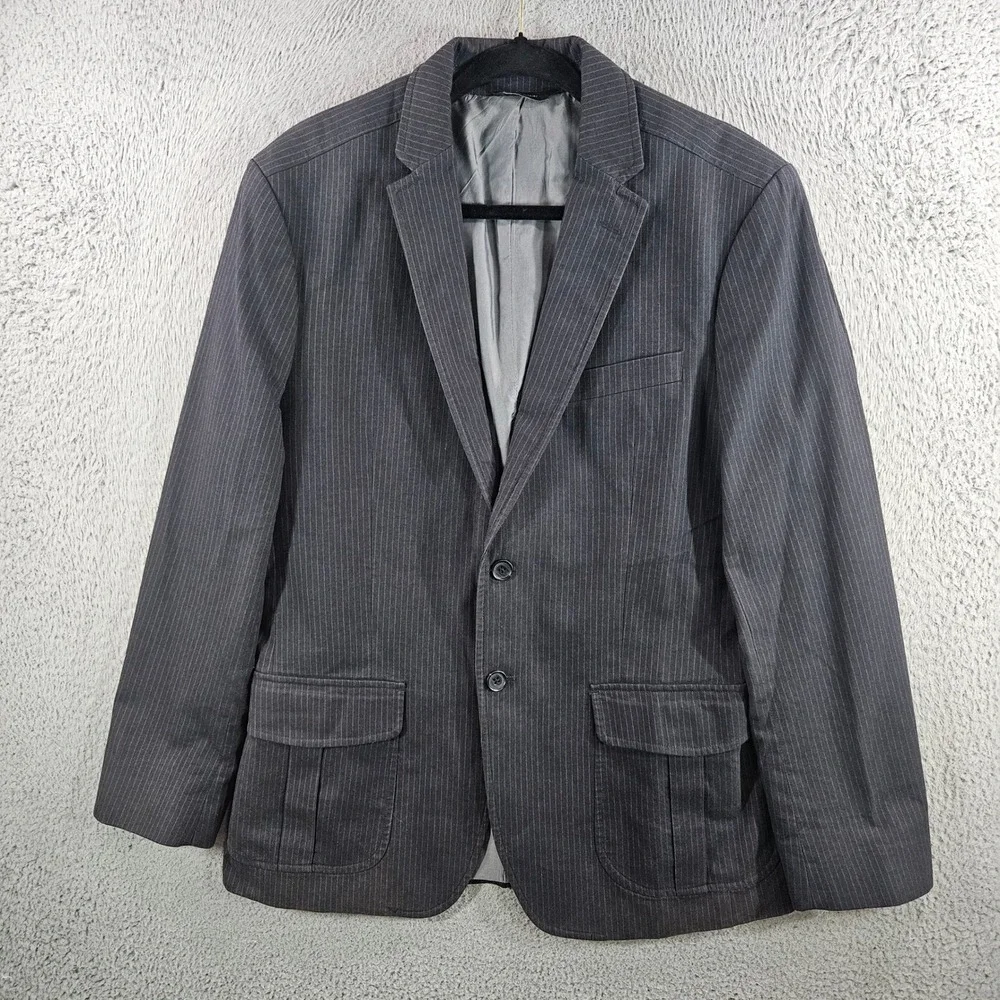 Banana Republic Mens 40R Tailored Fit Navy Pinstripe Cotton Blazer Jacket